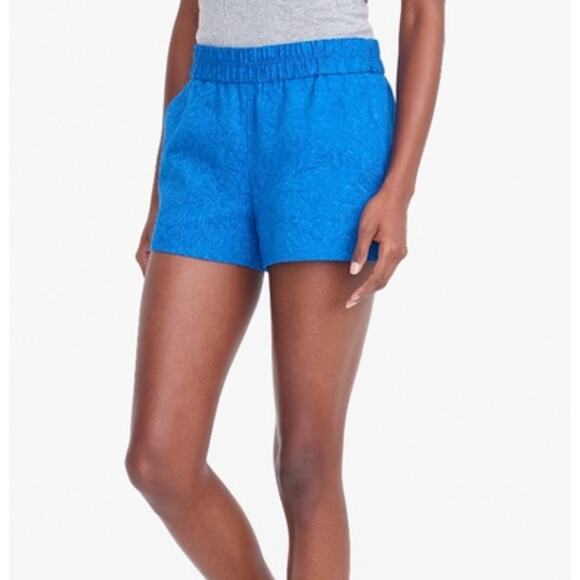 J. Crew Factory Royal Blue Floral Elastic Waist Shorts Size 14 - Picture 2 of 7
